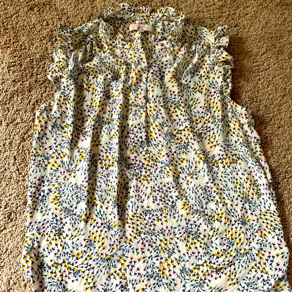 Loft work blouse with ruffle detail